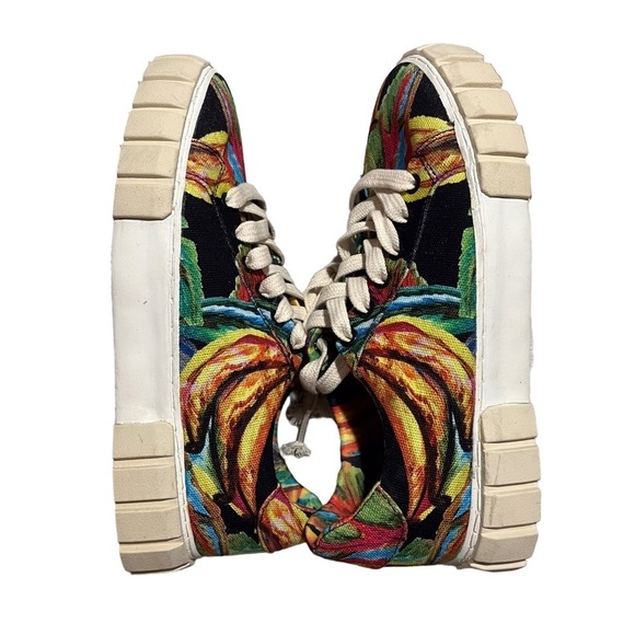 Farm Rio Black Banana Flatform Sneakers Size 8 Printed Lace Up - Picture 7 of 9